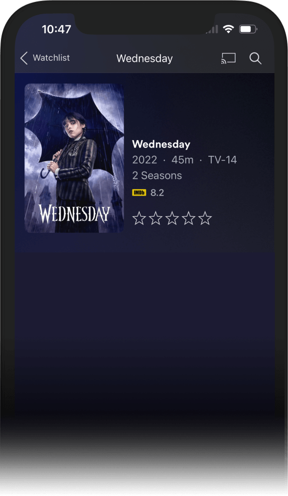 Plex watchlist on a phone